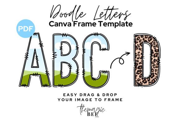 Alphabet Letters Editable Canva Frame: Doodle Letters for Creative Control