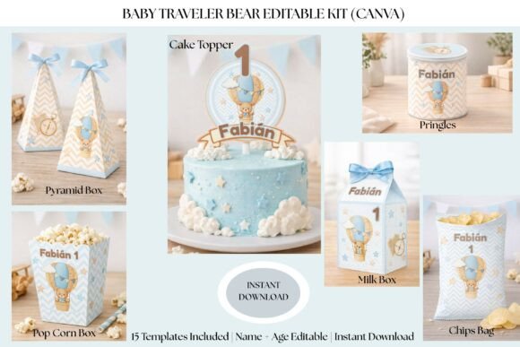 Celebrate in Style: The Editable Bear Party Kit Canva