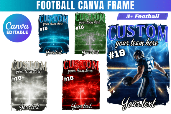 Create Dynamic Sports Graphics with 6 Football Mascot Canva Editable Template