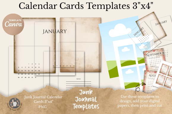 Design Vintage Planner Ephemera with Calendar Card Templates