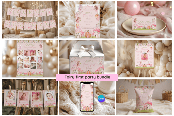 Enchanting Celebrations: The Fairy First Party Bundle Editable