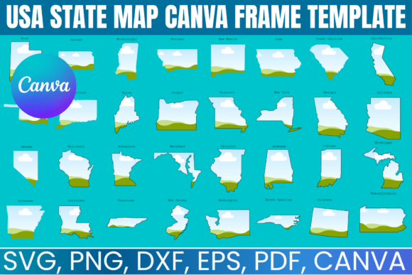 USA State MAP Canva Frame Template: Customizable Design Freedom